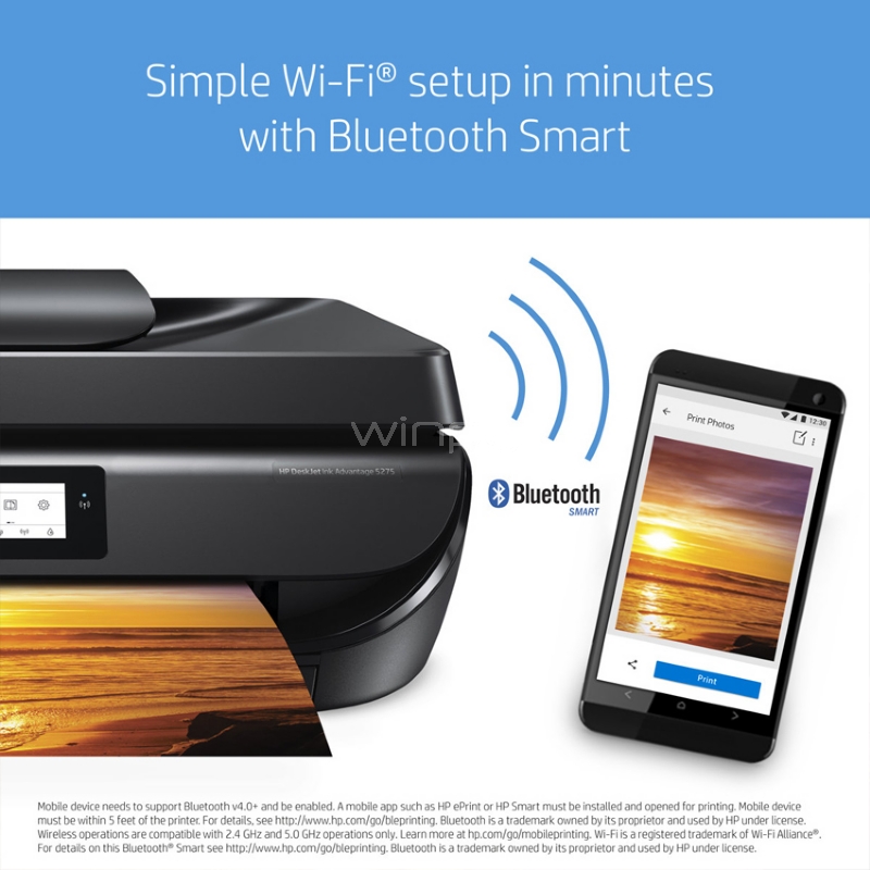 Multifuncional HP Deskjet Ink Advantage 5275 (Color, Duplex, 10ppm,  WiFi/USB) - Winpy.cl