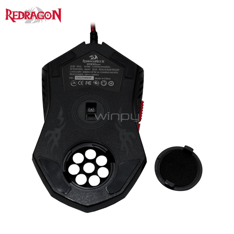 Mouse Redragon Centrophorus M601 RGB (AVAgo 5050, 800-7200dpi, 8 botones)