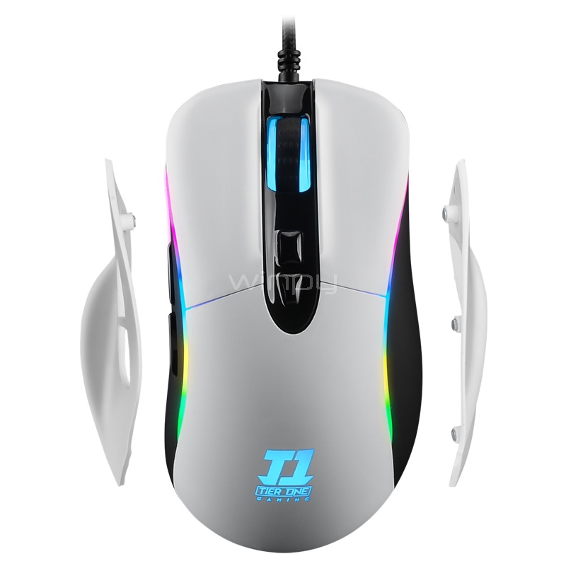 Mouse Gamer Tier One Scramjet RGB Polar White (Sensor Pixart, Switches Omron, Hasta 12.000dpi, Led RGB)