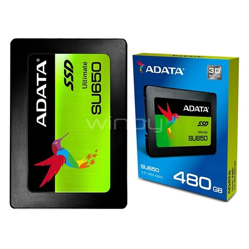 Disco estado sólido ADATA Ultimate SU650 de 480GB (SSD, SATA, NAND 3D)