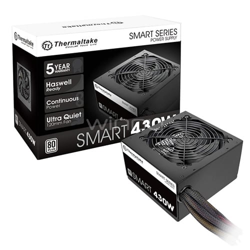 Fuente de Poder Thermaltake Smart 430W (Certificada 80+, ATX)