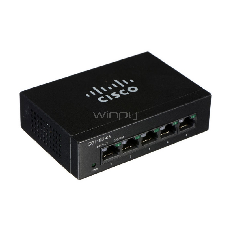 Switch Cisco serie SG110D (de red no gestionado de 5 puertos, sobremesa, montaje en pared)