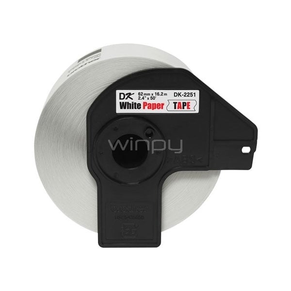 Cinta de Etiqueta Brother DK-2251 (Negro y Rojo sobre Blanco, 6.2cm x 15.2m)