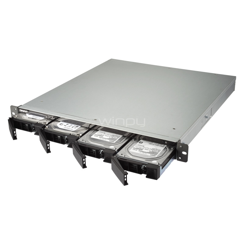 ASUSTOR SERVIDOR Nas Rack 4 BAHIAS CELERON Quad Core 1.6GHZ 4GB HDMI 1.4b 4XGBE 2XESATA Raid 0.1 JBOD SATA6GB USB 3.0 AS6204RS