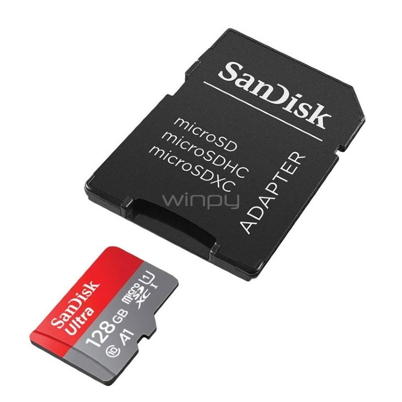 Tarjeta de memoria Ultra microSDHC UHS-I SanDisk de 128 GB (con Adaptador SD con hasta 100 MB/s y Class 10)
