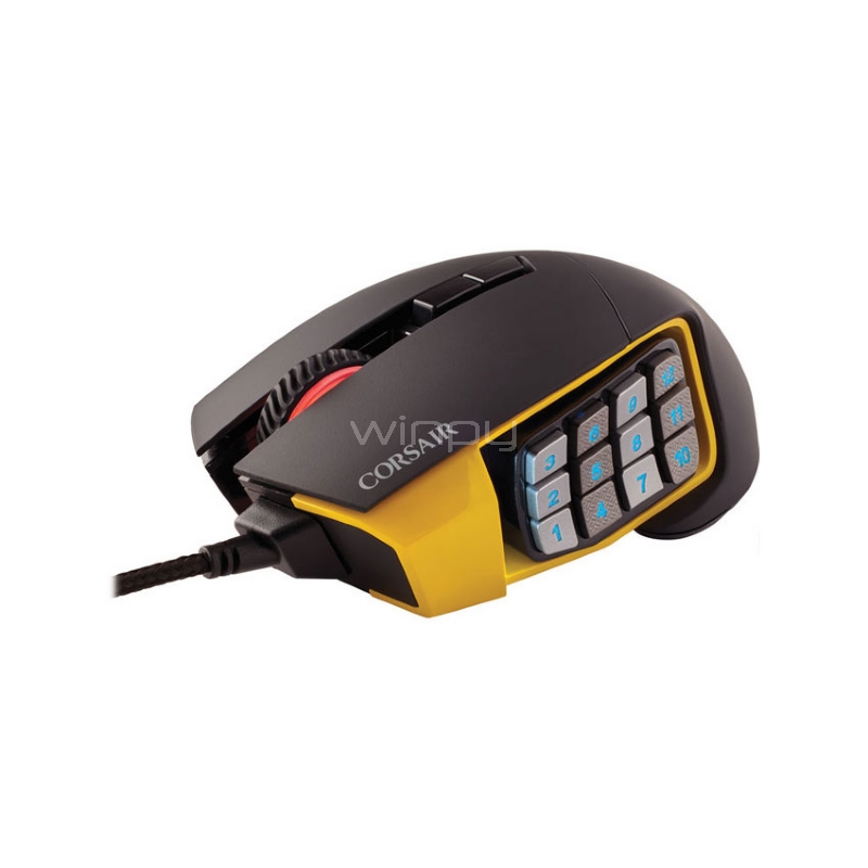 Mouse Gaming Corsair Scimitar PRO (RGB Optical MOBA / MMO, 17 Botones, Amarillo)