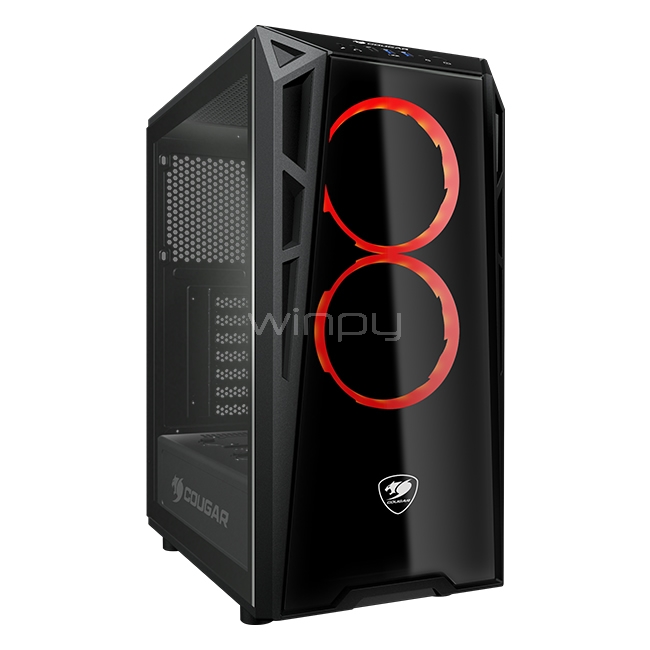 Gabinete Cougar Turret (Media Torre, Vidrio Templado, Led Red x2, Negro)