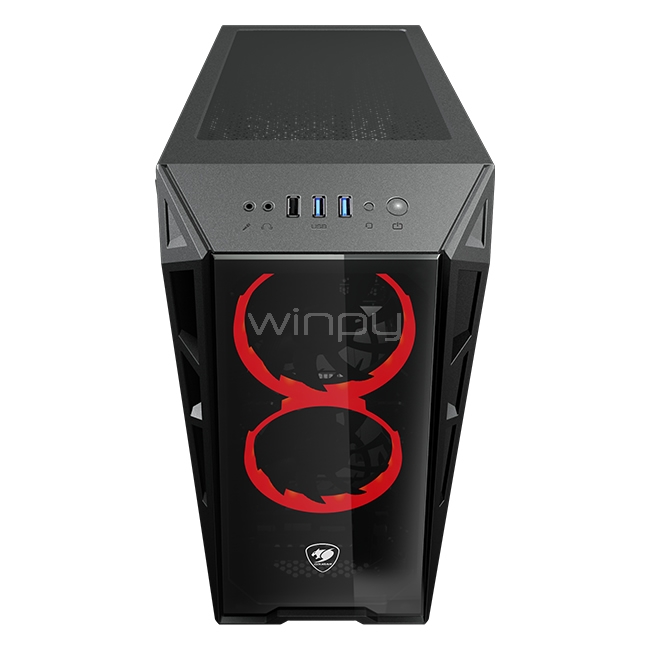 Gabinete Cougar Turret (Media Torre, Vidrio Templado, Led Red x2, Negro)