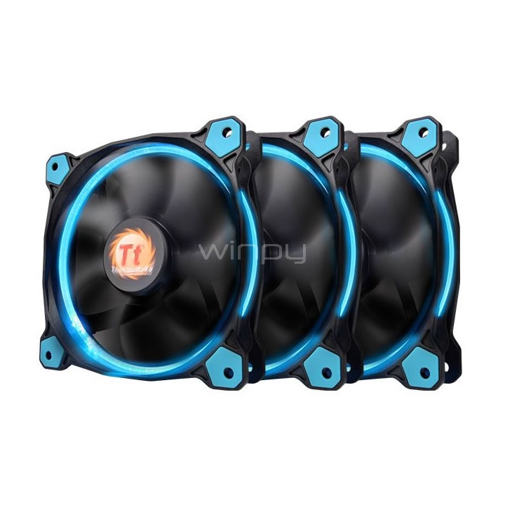 Kit de Ventiladores Thermaltake Riing 12 LED (3x 120 mm, Led Azul)