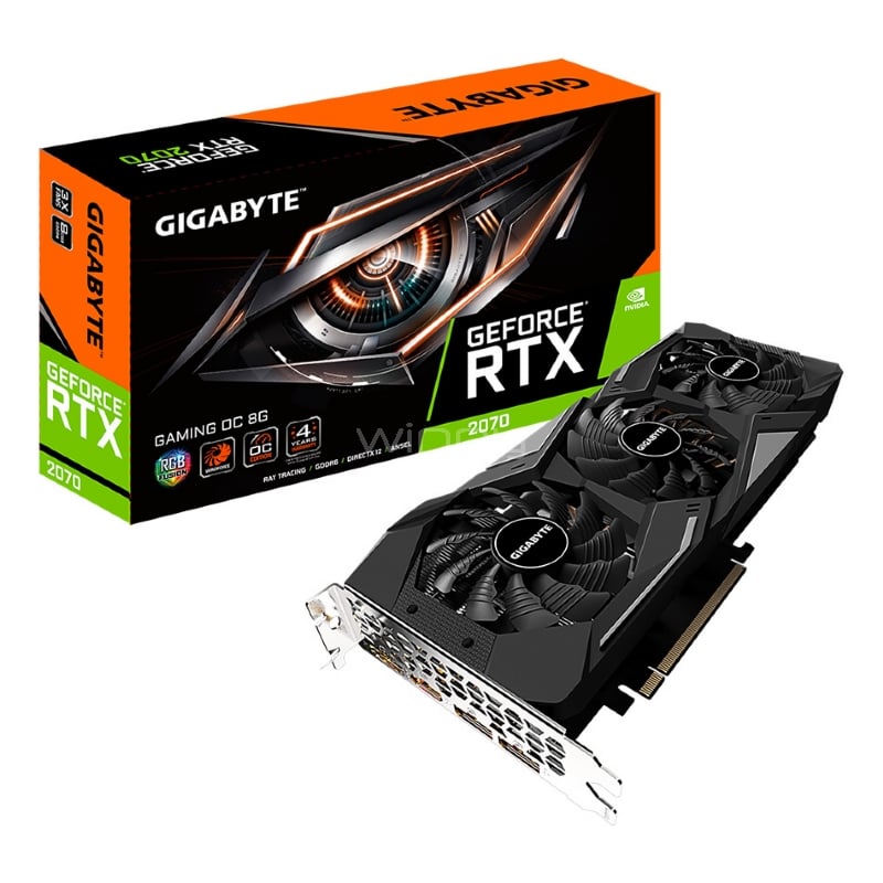 Tarjeta gráfica GigaByte GeForce RTX 2070 GAMING OC de 8GB GDDR6 (Triple Fan, RGB)