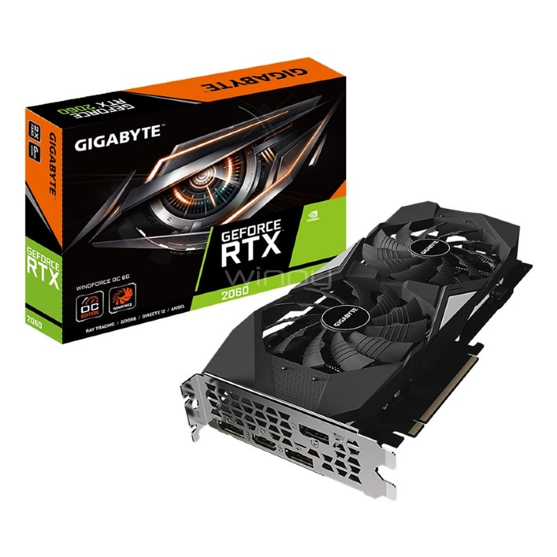 Tarjeta de Vídeo GigaByte GeForce RTX 2060 WINDFORCE OC de 6GB