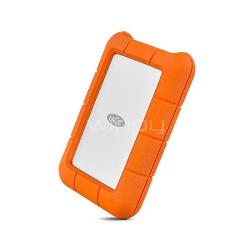 Disco duro portátil LaCie Rugged USB-C de 2TB (Resistencia a caídas, Naranja)