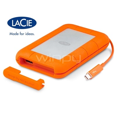 Disco duro portátil LaCie Rugged USB-C de 1TB (Resistencia a caídas, Naranja)