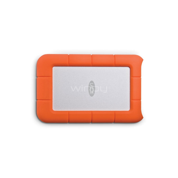 Disco duro portátil LaCie Rugged Mini de 2TB (USB 3.0, Resistencia a caídas, Naranja)