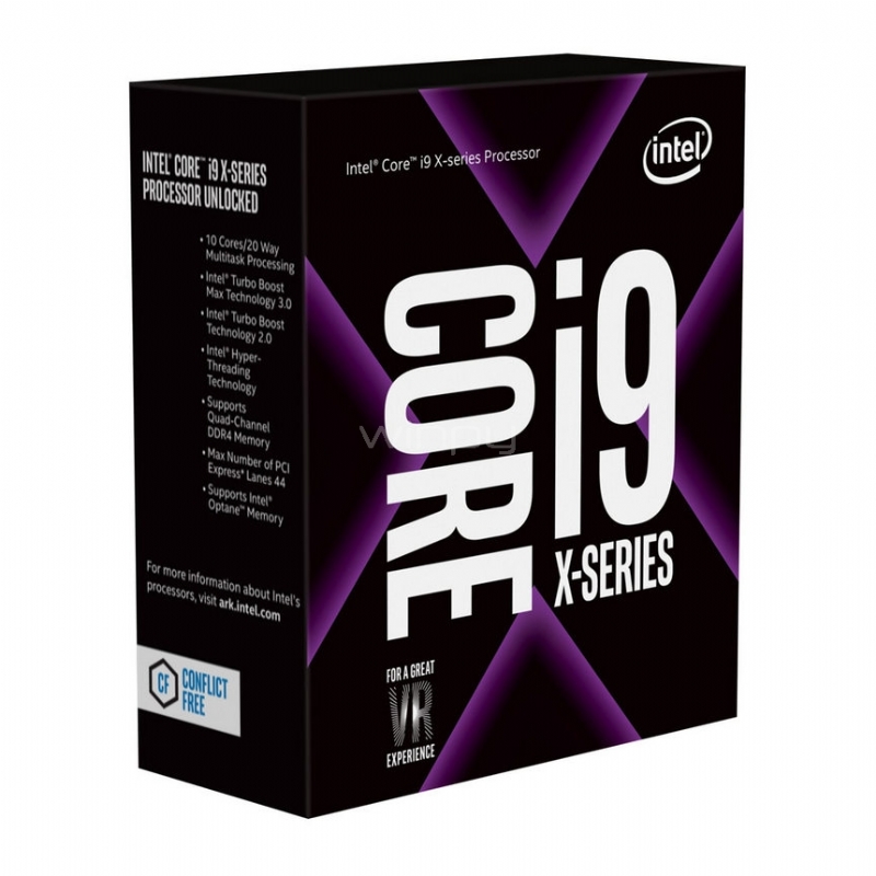 Procesador Intel Core i9-9900X Serie X (LGA2066, 10 Cores, 20 Hilos, 3.5GHz, Turbo 4.40GHz, Sin Disipador)