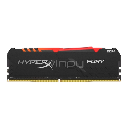Memoria RAM HyperX Fury Black RGB de 8GB (DDR4, 2666MHz, CL16, DIMM)