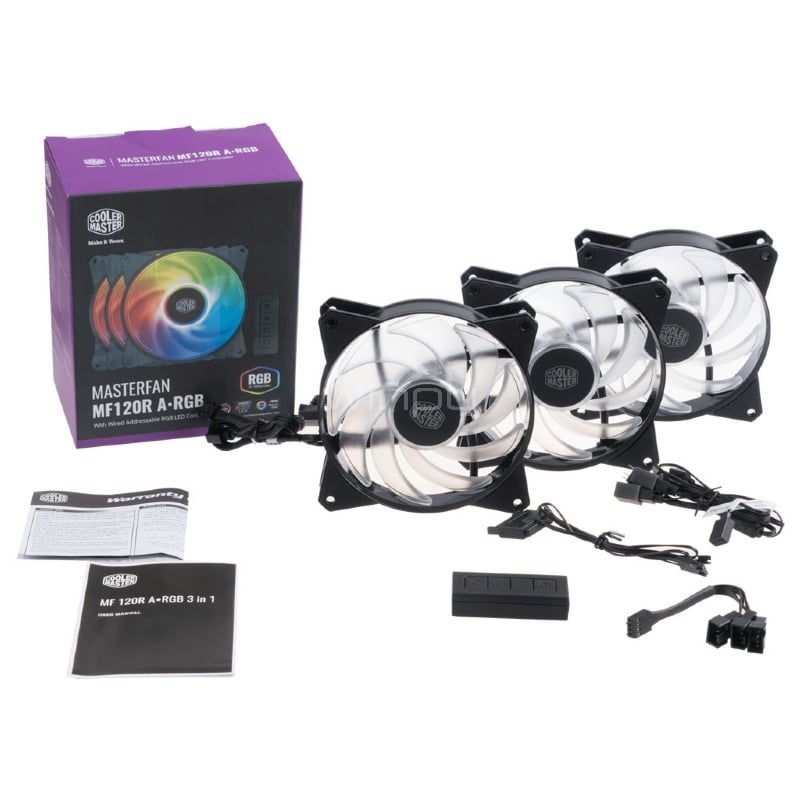 Kit de Ventiladores Cooler Master MasterFan MF120R ARGB (3x Fan 120mm PWM, Incluye Controladora)