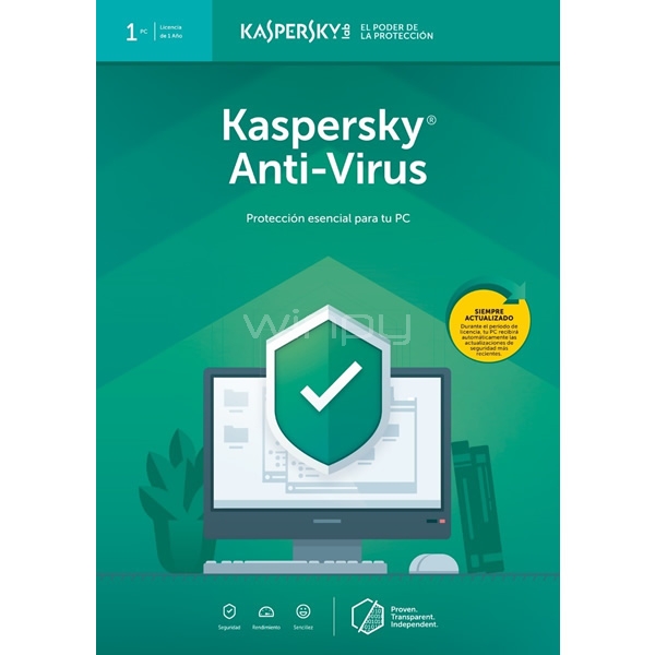 Licencia Kaspersky Anti-Virus protege contra virus, ransomware y más (1 PC, 1 Año, Descargable)