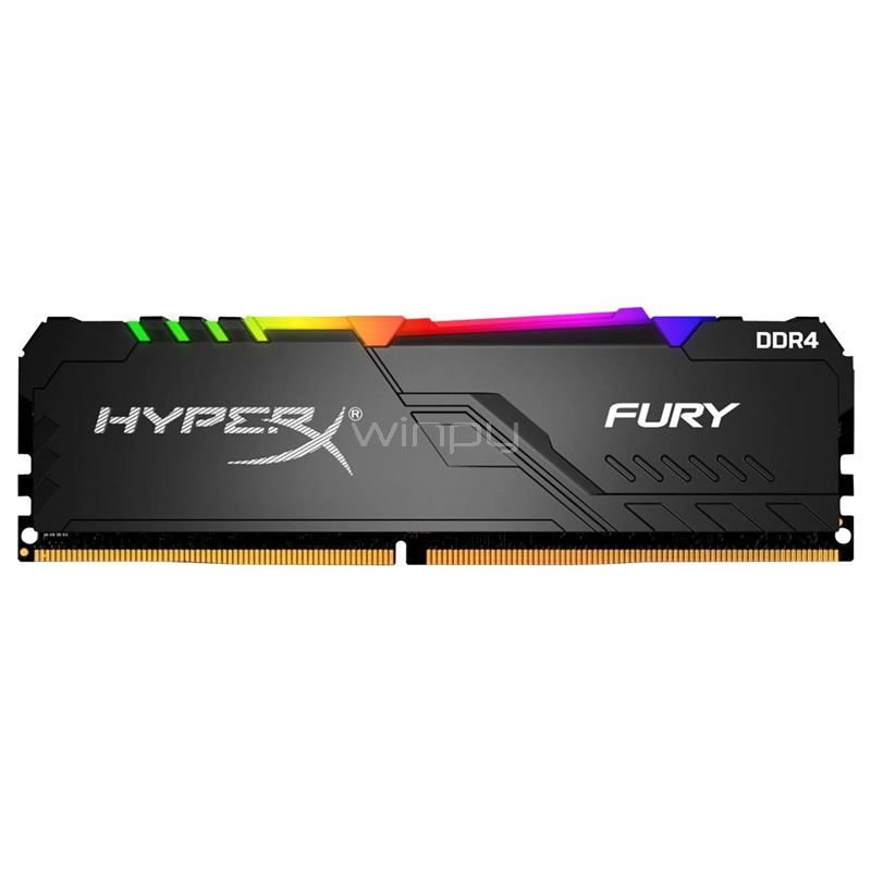 Memoria RAM HyperX Fury RGB de 8GB (3200 MHz, DDR4, CL16, DIMM, XMP, BLACK)