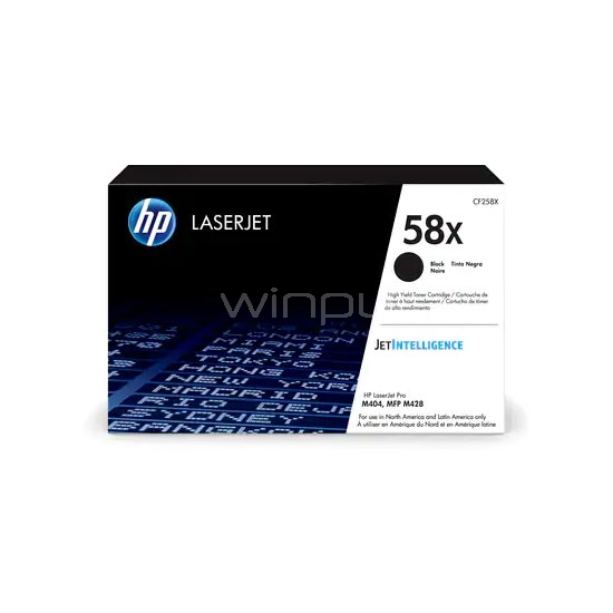 Cartucho de tóner HP 58X LaserJet negro de alto rendimiento (CF258X)