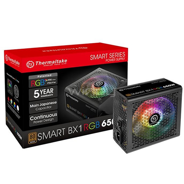 Fuente de Poder Thermaltake Smart BX1 RGB de 650Watts (ATX, Certificada 80+ Bronce)