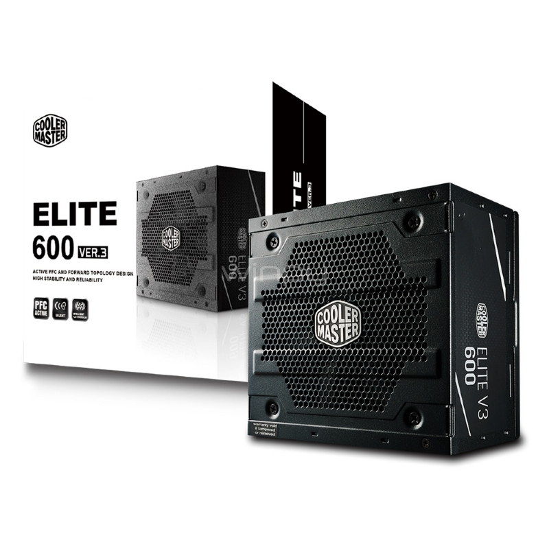 Fuente de Poder Cooler Master ELITE 600W V3 (ATX, 600 Watts)