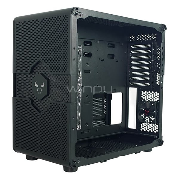 Gabinete Convertible Riotoro Morpheus (E-ATX/Mini ITX, Malla perforada, 2x Fan Red, Sin Fuente)