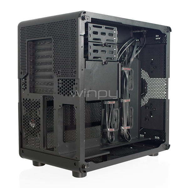 Gabinete Convertible Riotoro Morpheus (E-ATX/Mini ITX, Malla perforada, 2x Fan Red, Sin Fuente)