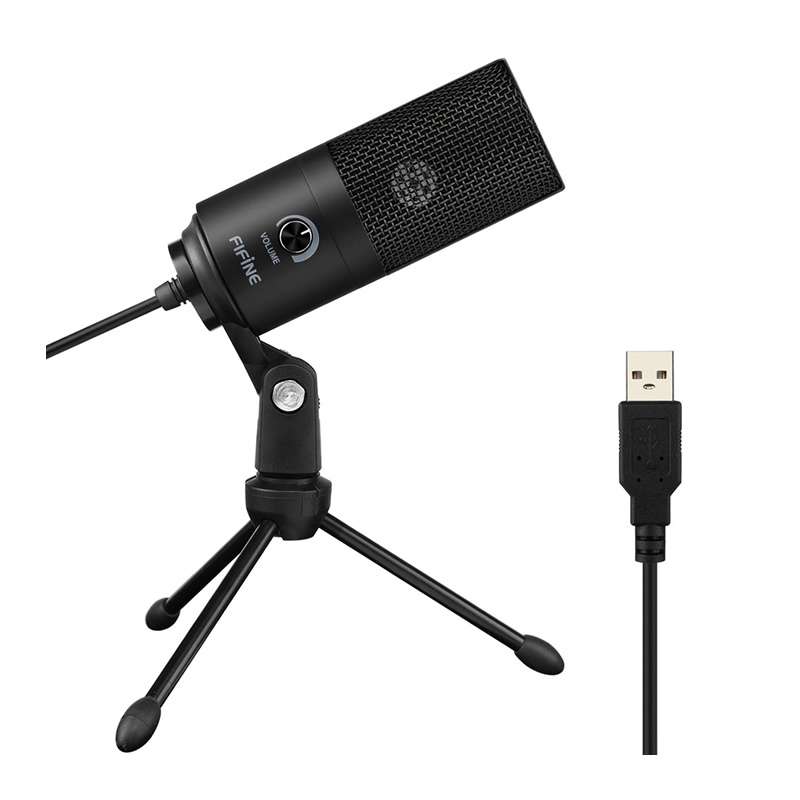 Micrófono de condensador FIFINE K669B (Conexion USB, Negro)
