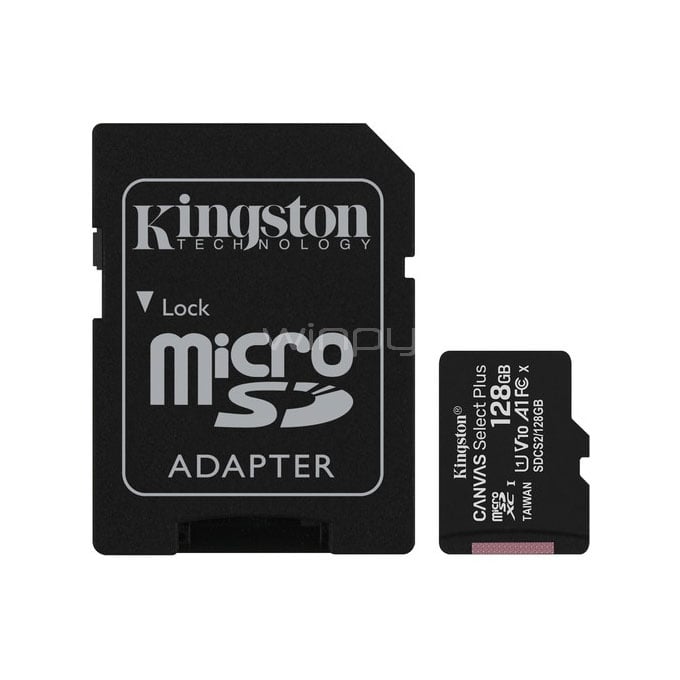 Tarjeta microSDXC Kingston Canvas Select Plus de 128GB (UHS-I con adaptador SD)