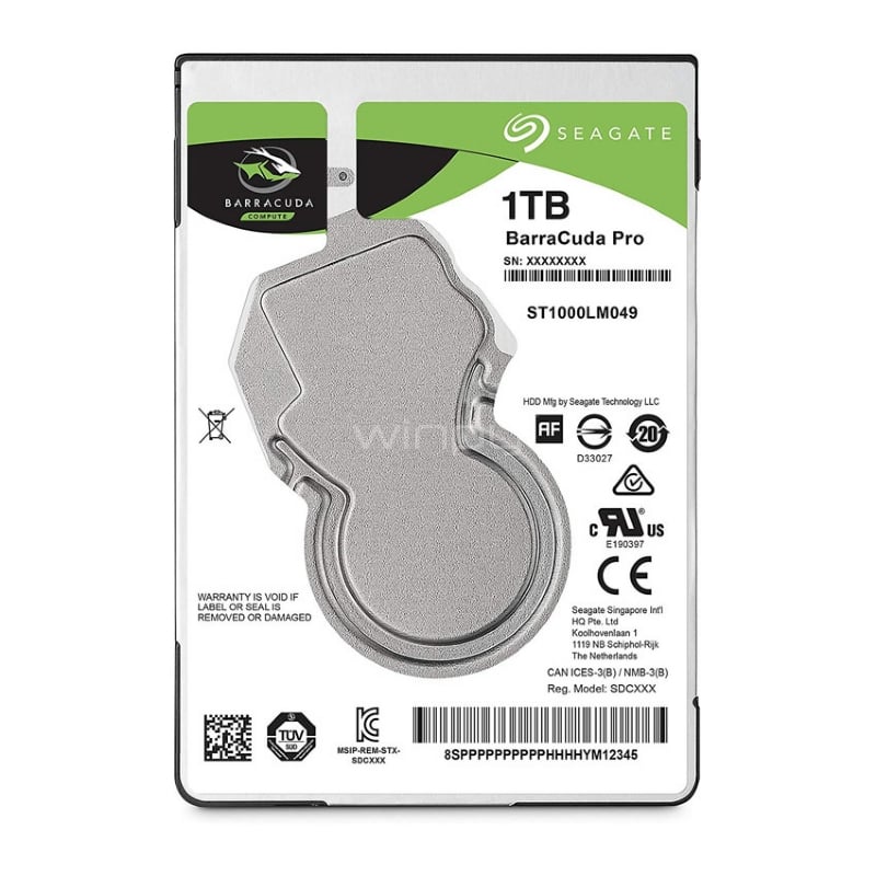 Disco duro Seagate BarraCuda Pro de 1TB (Formato 2.5“, SATA, 7200rpm, 128MB Caché)