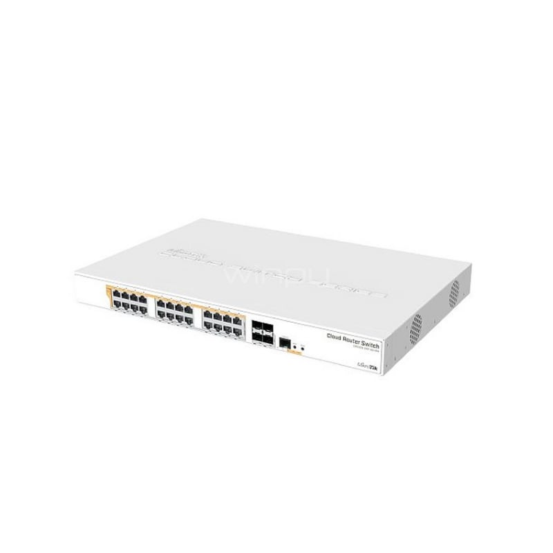 Router Switch MikroTik, Cloud  CRS328-24P-4S+RM (Conmutador - L3 - Gestionado - 24 x 10/100/1000 (PoE) + 4 x 10 Gigabit SFP+ - montaje en rack - PoE+ (450 W) )