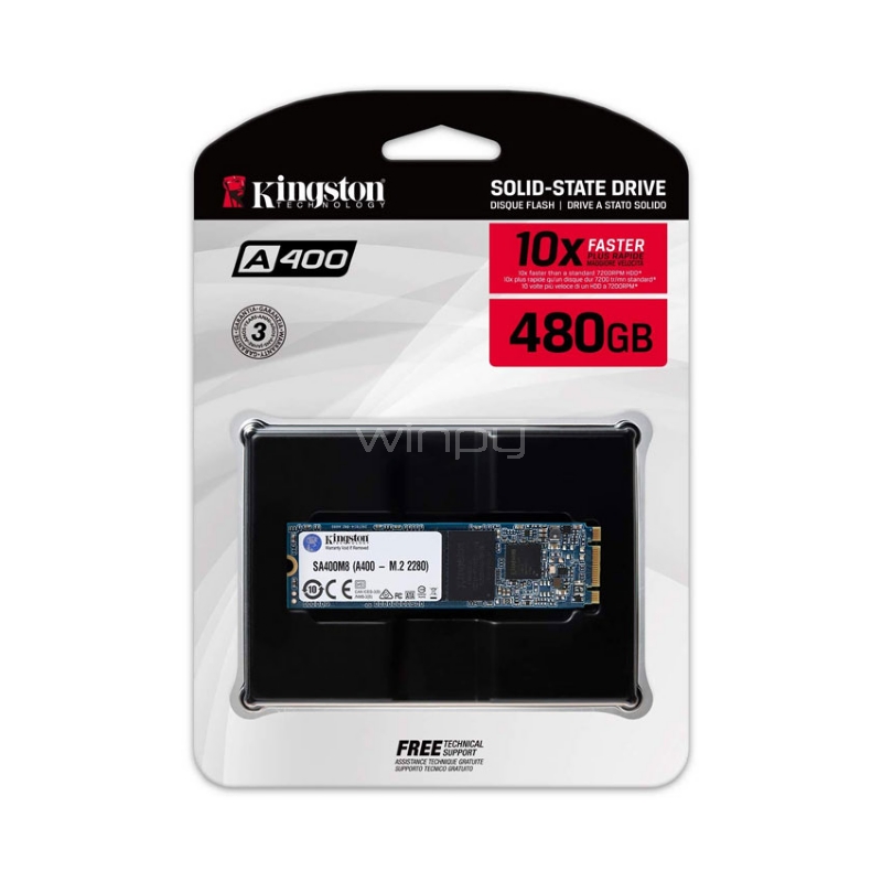 Unidad de estado sólido Kingston SSDNOW A400 de 480GB (M.2 2280, SATA)