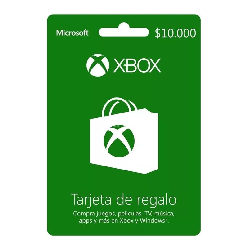 Tarjeta Prepago Microsoft Xbox Live Chile de $10.000 (Descargable)