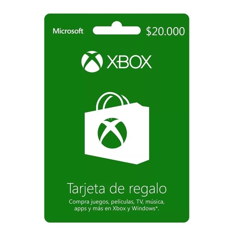 Tarjeta Prepago Microsoft Xbox Live Chile de $20.000 (Licencia Online, Descargable)