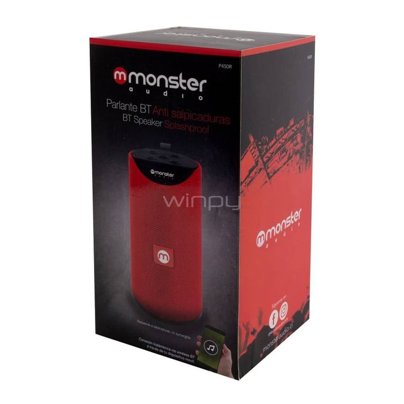 Parlante Portátil Monster Audio P450 (Bluetooth, Anti-Salpicaduras, Rojo)