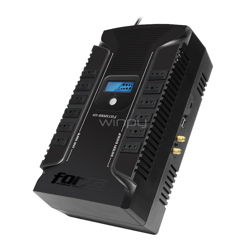 UPS Forza HT-1002LCD-C Interactiva (1000VA/600W, 220V, 12 Salidas CEI 23-50)