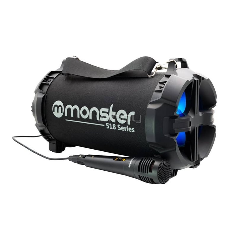 Parlante Portátil Monster Audio 518XX para Karaoke (Micrófono, Bluetooth, 15W, Negro)