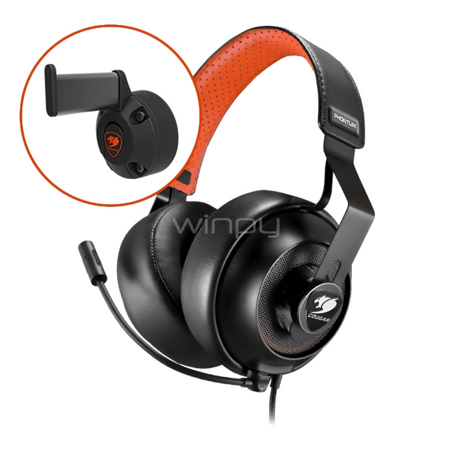 Kit Audífonos Gamer Cougar Phontum + Soporte (Jack 3.5, Mic Cancelación de  Ruido, Negro/Naranja) - Winpy.cl