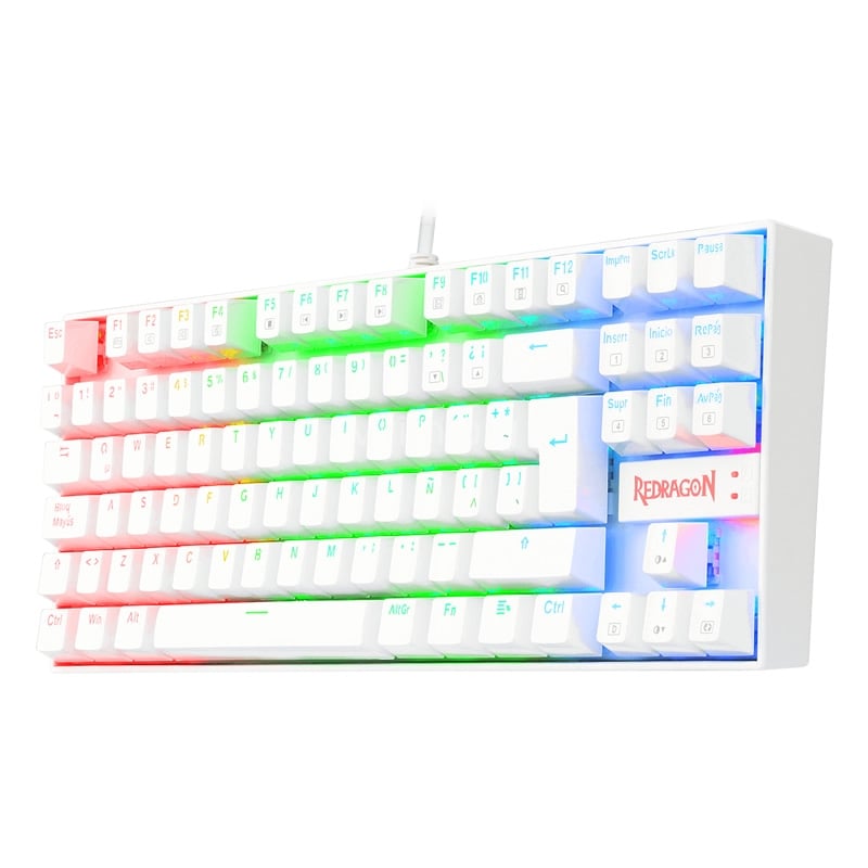 Teclado Mecánico Redragon Kumara K552 RGB (Switch Red, Compacto, Español, Blanco)