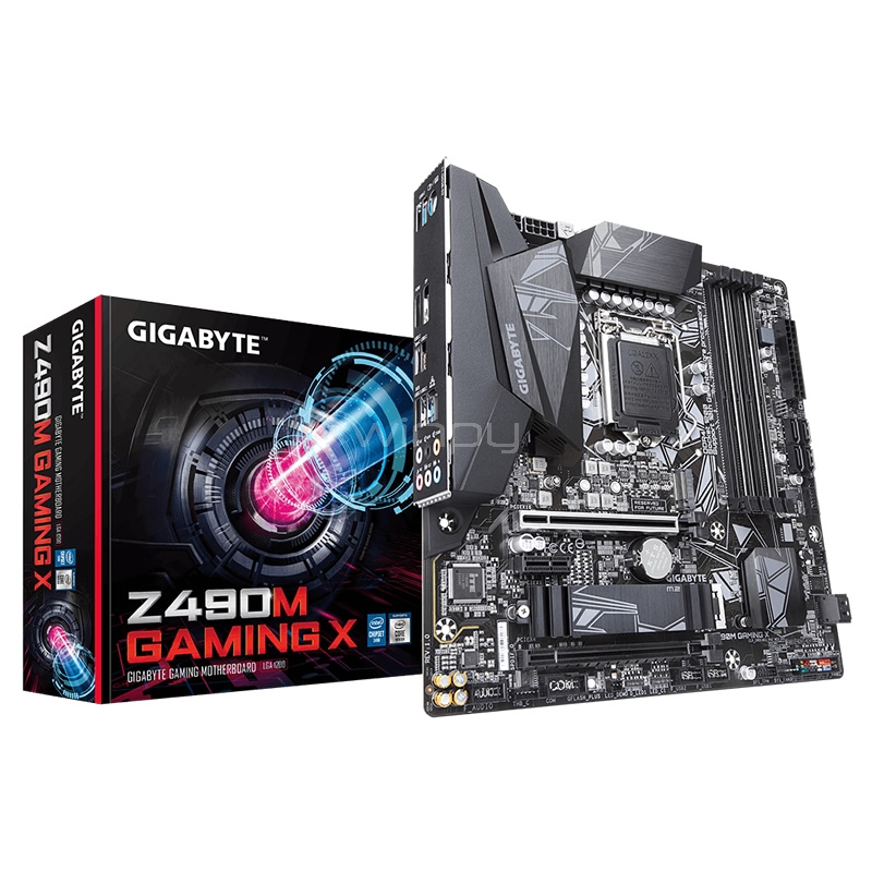 Placa Madre Gigabyte Z490M GAMING X (LGA1200, DDR4 2133/4500MHz, M.2 x2, RAID, RGB, MicroATX)