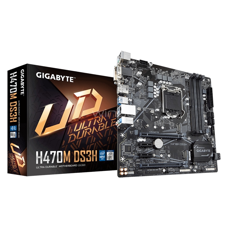 Placa Madre Gigabyte H470M DS3H (LGA1200, DDR4 2133/2933MHz, M.2 x2, MicroATX)