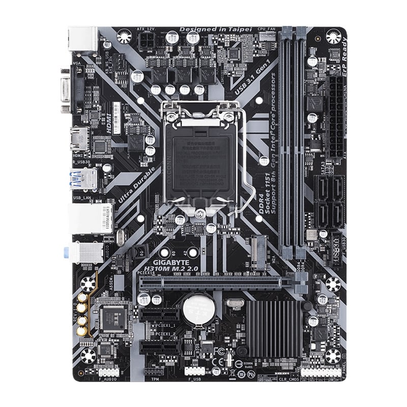 Placa Madre GigaByte H310M M.2 2.0 (LGA1151v2, DDR4 2133/2666MHz, M.2 x2, Micro ATX)