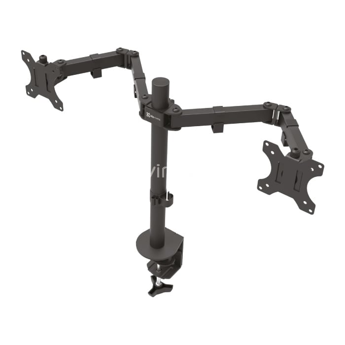 Soporte doble para monitores KlipExtreme (Monitores de 13“ a 32“, Giro 180°, Rot. 360°, Inc. 90°)