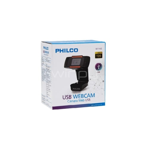 Webcam USB Philco de 720p (1280x720, Micrófono, Mac-PC)