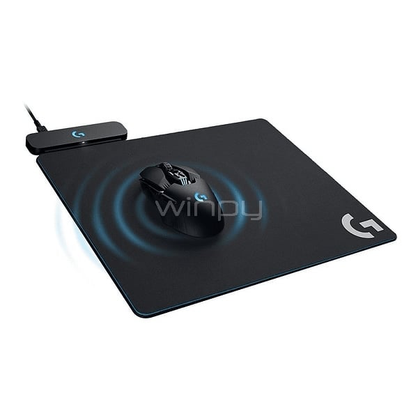 MousePad Logitech con sistema de carga Inalambrico (Powerplay, Lightspeed, RGB, Negro)