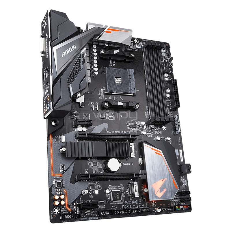 Placa Madre Gigabyte B450 AORUS ELITE (AM4, DDR4 2133/3600MHz, M.2 x2, RGB, ATX)