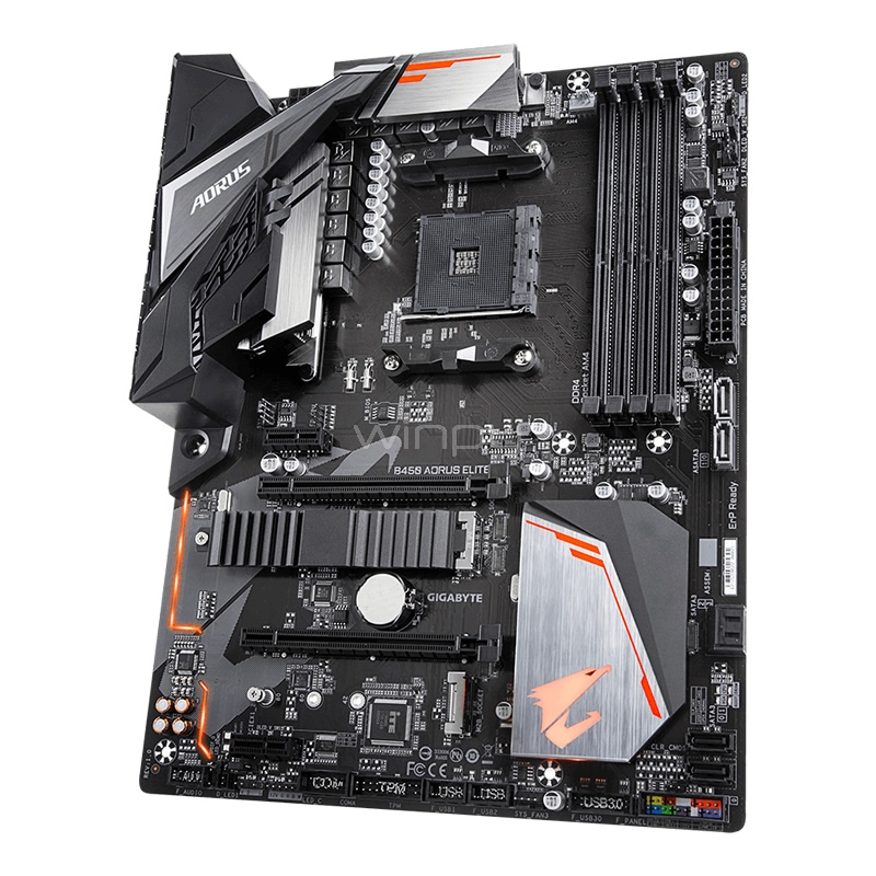Placa Madre Gigabyte B450 AORUS ELITE (AM4, DDR4 2133/3600MHz, M.2 x2, RGB, ATX)