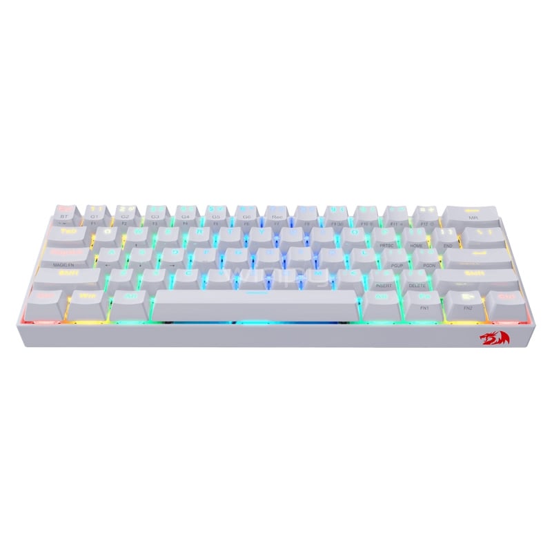 Teclado Mecánico Redragon Draconic Inalámbrico (Outemu Brown, 60%, RGB, Bluetooth + USB-C, Blanco)