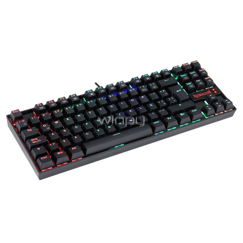 Teclado Mecánico Redragon Kumara K552 RGB (Switch Blue, Compacto, Español, Negro)